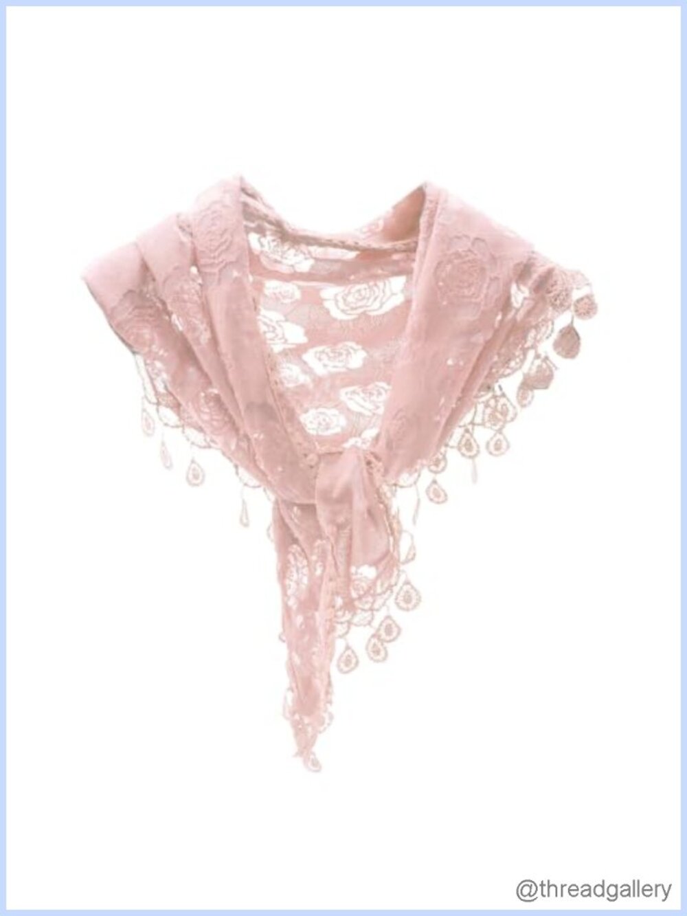 Lace Triangle Head Scarf with Teardrop Tassels Polyester